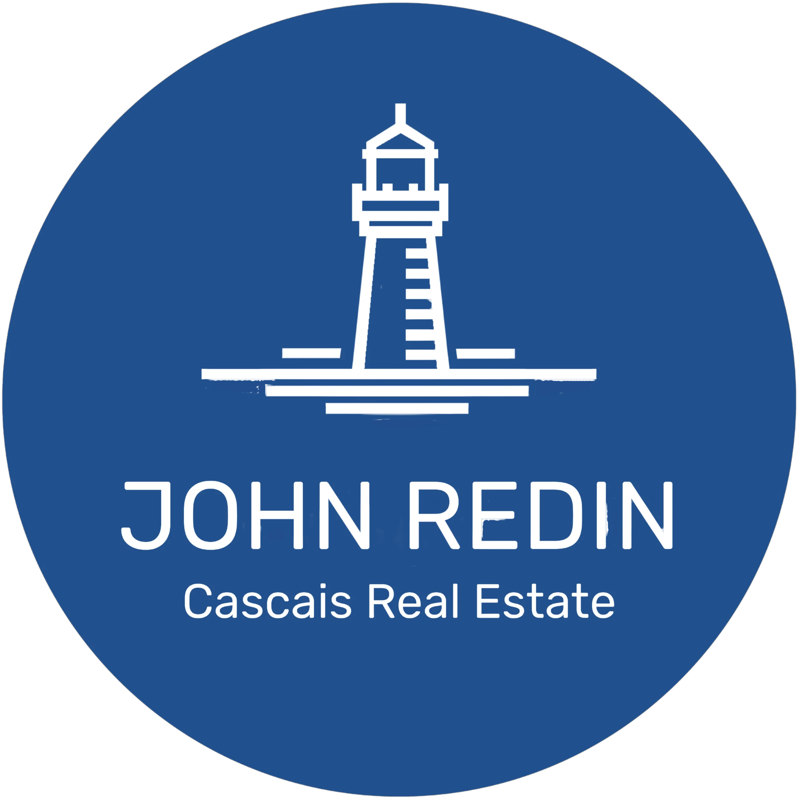 Logotipo de John Redin, consultor imobiliário em Cascais, com o icónico Farol de Santa Marta.